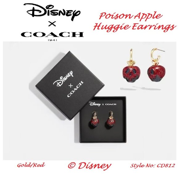 Disney X Coach Poison Apple Huggies Earrings - NWT - Picture 8 of 8